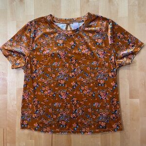 Savage x Fenty Psychedelic Floral Velvet Short Sleeve Sleep Top